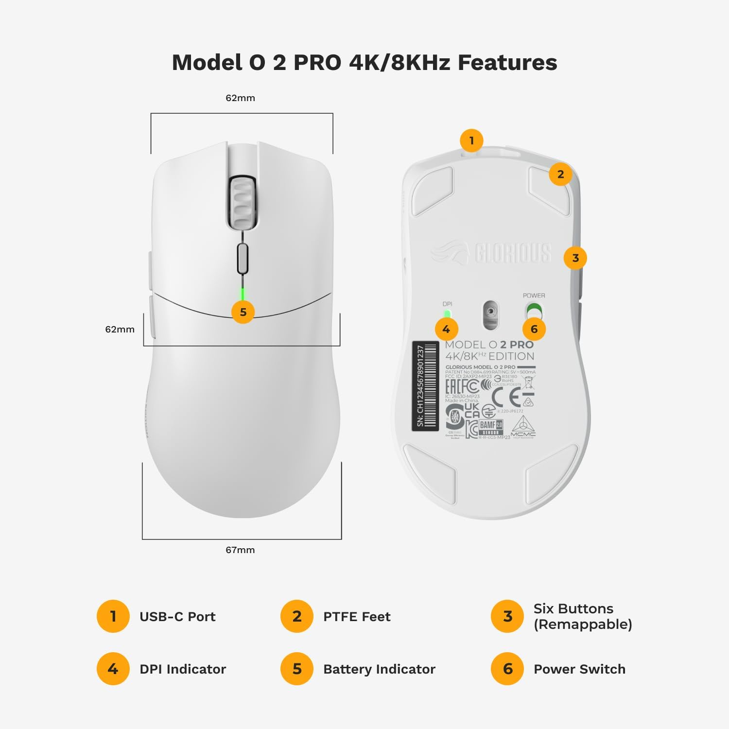 Glorious Model O 2 PRO Wireless - 4K/8K Polling - White Glorious Model O 2 PRO Wireless - 4K/8K Polling - White